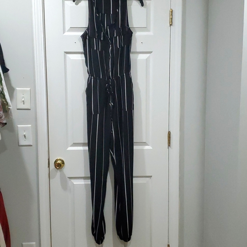 Women's striped jumpsuit, M